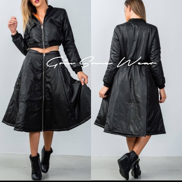 Jackets & Blazers - Last Black Bomber Jacket and Puffer Skirt Set SZ M